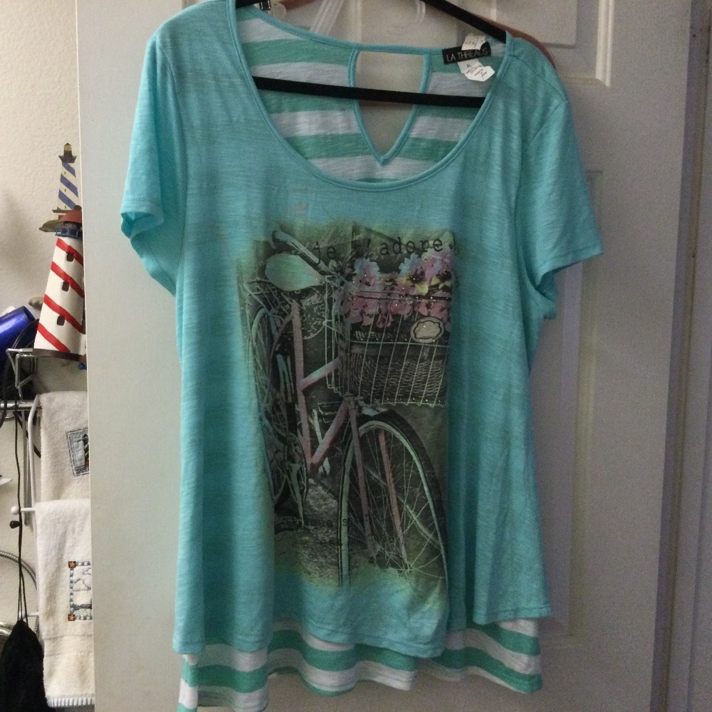 Bicycle Theme Women’s Short Sleeve Top, XL